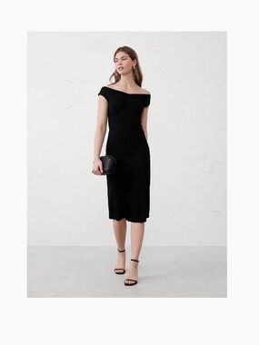 Banana Republic Black One-Shoulder Midi Dress